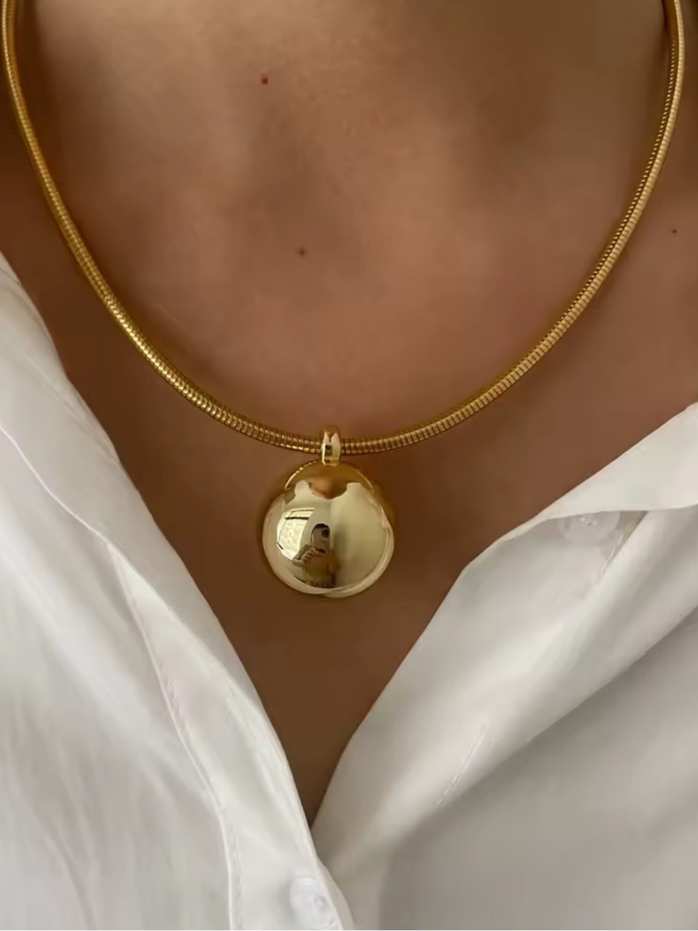Celeste Orb Collar Necklace –Sculptural Liquid Gold Choker